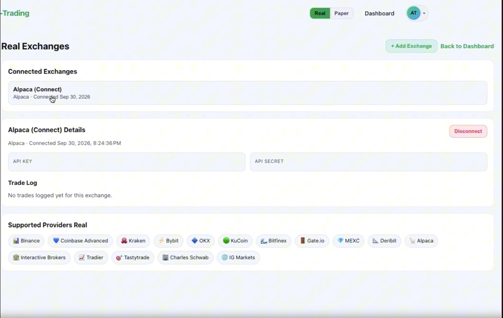 اربط منصة التداول الخاصة بك